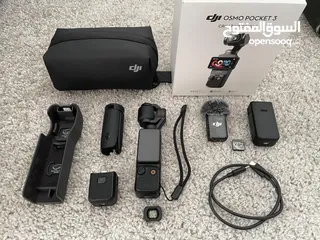  3 DJI Osmo Pocket 3 Creator Combo-Full Set with tripod battery wire package e.- جديد - قابل للتفاوض