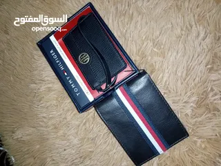  7 محفظة وحافظة نقود رجالي TOMMY HILFIGER جلد اصلي طبيعي 100 ٪ مع محفظة بطاقات صغيرة تومي هيلفغير.