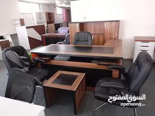  4 طقم مكتب مدير قياس2م مع خزانة خلفية وجانبية وطاولة قهوة