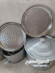  5 اواني طبخ للاعراس و المناسبات العامة بحالة ممتازة جدا و القدر قياس 55 صناعه اردنية فاخرة و ملحقاته
