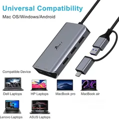  3 يو اس بي هاب ومقسم شاشة من شركة Lionwei  LIONWEI USB 3.0 to Dual HDMI Docking Station