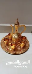  9 طقم زمزم ذهبي فاخر 8 قطع طقم ابريق مع 6 فناجين وصينيه مميز ديكور منظر