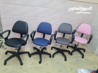  2 كرسي مختبر جلد ايادي قابلة للفك الوان مميزه مقعد جلد فوم