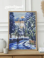  2 لوحة فنية زيتية الثلج في القدس
