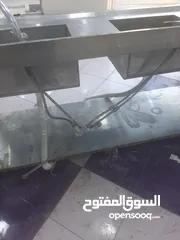  8 مجلى ستانليس ستيل حوضين تفصيل طول 3 متر وعرض متر وارتفاع متر مع رف ستانلس سفلي وارجل تطويل وتقصير