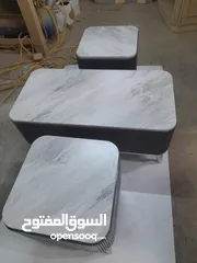  23 طاولات وسط خشب ودهان مكون من ثلاث قطع او حسب الطلب جميع احجام مع إمكانية تغير الون