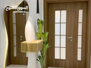  7 ابواب خشبيه داخليه و خارجيه بتصاميم حديثه وفاخره وعصريه جميع الانواع دهان  او تلبيس pvc  وقشره بلوط