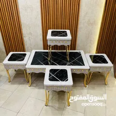  8 طبله 4+1 سطح خشب رجل معدن طلاء ثابت  قياس الطبله الكبيره 110*65 قياس الطبله الصغيره 40*40