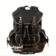 6 Vintage-Inspired Brown Leather Backpack with Zipper Closure - Durable Canvas,