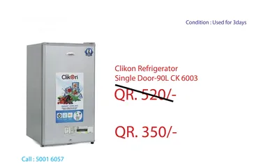  1 CLIKON REFRIGERATOR - SINGLE DOOR - 90LTR