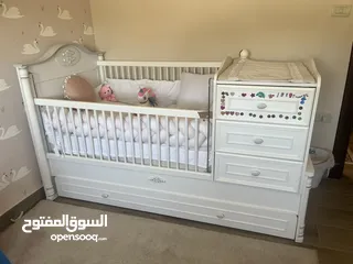  1 ‎سرير أطفال + وحدة ادراج مستعمل تركي نوع تشيلِك قابل للتحويل (مع سرير للوالدين) (80×180 سم