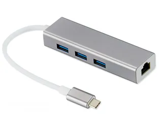  1 USB C to Ethernet Adapter, 4 in 1 Multiport Hub with Gigabit RJ45, 3 x USB 3.0 Ports