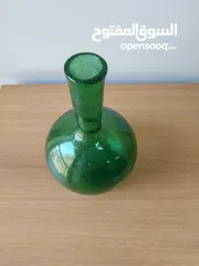  2 Emerald Green Glass Vase – Round Vintage-Style Decor Accent