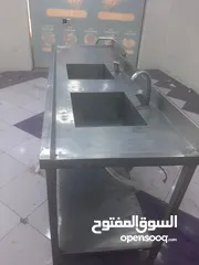  1 مجلى ستانليس ستيل حوضين تفصيل طول 3 متر وعرض متر وارتفاع متر مع رف ستانلس سفلي وارجل تطويل وتقصير