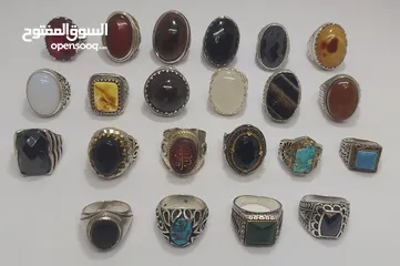 2 خواتم فضه 929 احجار كريمه و أوزان اغلبها خواتم ايرانيه ثقيله..
