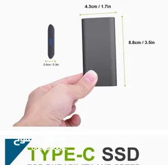  3 SSD خارجي حوالي 39 جرام (1.36 أونصة)، حجم صغير: 8*4*1 سم. نحيف للغاية وخفيف الوزن