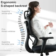  3 كرسي مكتب Lioncin Ergonomic،، كرسي كمبيوتر يدعم أسفل الظهر مع عجلات ومسند ذراع قابل للتعديل