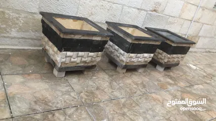  2 أحواض زراعه رخام طبيعي طبقتين ديكوري جميل جدا للأاشجار وعصري قوي ومتين وشلالات