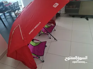  2 Beach Umbrella 50+ with two chairs