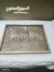  3 Wood Carving art semi hand made