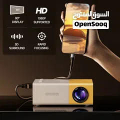  2 جهاز عرض LED صغير محمول، يدعم 1080P HD، مع جهاز تحكم عن بعد،