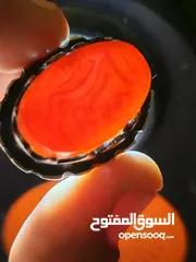  2 خاتم فضه عقيق منقوش