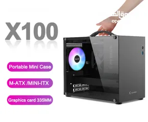  1 portable gaming computer case  كيس كمبيوتر متنقل مع مروحة ARGB وكنترولر للتحكم بالانارة
