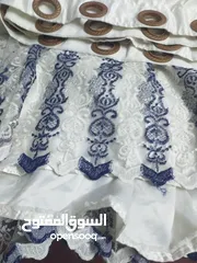  7 للبيع مستعجل برادي 3 قطع ازرق مخمل ومعرق لشباك مقاسها بالاعلان برداية معرقة 3قطعة بيصير لشباكين ثقال