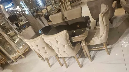  29 غرفه سفره فخمه مصريه حفر يدوي  ملبس ورق الذهب  استيراد مصر