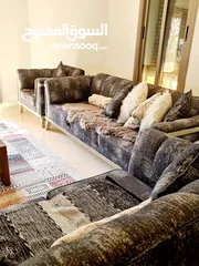 6 sofa set with 7 seats and tables.  1 large + 2 excellent quality طقم كنب صناعة يدوية  فاخر من الكويت