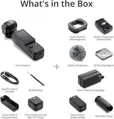  1 DJI Osmo Pocket 3 Creator Combo-Full Set with tripod battery wire package e.- جديد - قابل للتفاوض