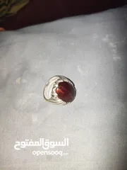  9 خاتم فضة 925 صياغة بحرينية بحجر عقيق كرزي زعفراني