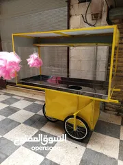  2 عربايه ذره وفول وترمس وعرانيس حجم جامبو كبير بحاله الوكاله فرش ستالس ستيل غذاىي طول مترين عرض متر