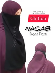  1 Naqab/Hijab Front Patti formal black Chiffon