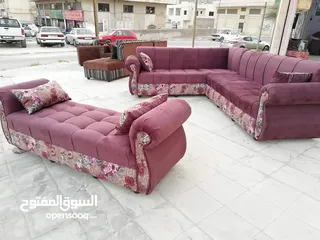  2 تنجيد كورنر حرف L مع كنبة مزدوجة مع إمكانية اختيار الاقمشة والألوان والتفصيل حسب الطلب