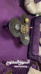  1 اثاث مستعمل خفيف صوبة غاز + طقم طربيزات +سجاده حجم 4*4  لون بيج+ برادي اكثر من شكل ولون + رفوف خضار