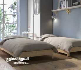  2 ‎سرير قابل للتكويم, خشب صنوبر, ‎80x200 سم‏ من ايكيا ، شامل المرتب