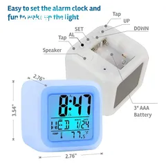  3 Moodicare Led Changing Digital Glowing Alarm Clock With Calendar And Temperature - Set Of 7