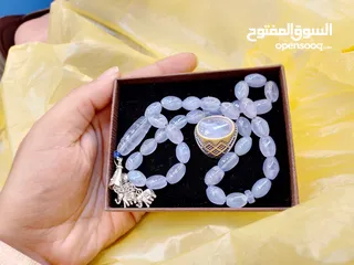  1 خاتم فضة رجالي تركي عيار925 عقيق يماني مع سبحه