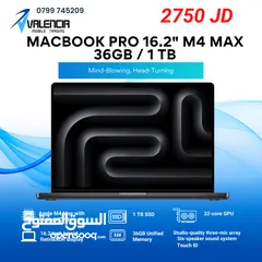  1 Macbook Pro 16.2" M4 Max 36GB/1TB/ماك بوك برو 16.2"  36GB/1TB M4Max