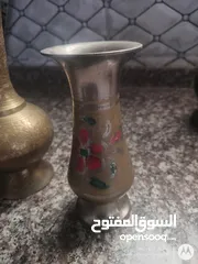  5 نحاسيات فازات عدد 5 وسبيرتايه وغلاية للبيع اقصر فازه 15سم واطول وحده 30سم مع سبيرتايه مع الغلايه
