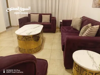  9 طقم كنب مستورد نخب أول 7 مقاعد (ثلاثي + ثنائي + 2 مفرد) خشب سويد فل + إسفنج دانلوب طبي