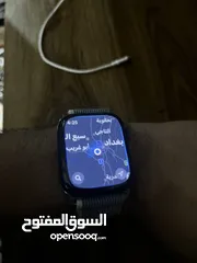  3 ساعة ابل جيل السابع GPS Aluminum لون نيلي حجم 45 مع شاحن واير لس ثلاثي