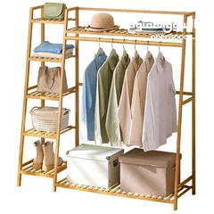  3 ستاند خشب بامبو مع رفوف جانبية خشب بامبو عالي الجودة مع معالجة حرارية لضمان المتانة والثبات