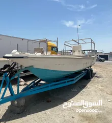  2 قارب نظيف جاهز 31 قدم مكاين ياماها (85) 2استروك موديل 2022شهر5 فول نظافه مع العربه