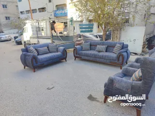 2 طقم كنب محلي أمريكي كلاسيكي صالون قعدة مميز، كشاط أسود وقماش وتر بروف ضد الماء وبأقل سعر بالسوق