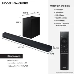  7 ساوند بار سامسونج Q700C ، اعلى فئه ، جديد بالكرتونه