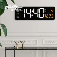  13 ساعات رقمية اليكترونية جداري مع ريموت كونترول // ساعة حائط رقمية بشاشة LED كبيرة، بتصميم عصري مقاس ع