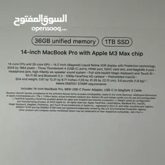  5 Apple 2023 MacBook Pro 14 inch M3 MAX 36GB Ram 1TB SSD Space Black