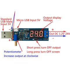  1 DC-DC USB Step UP/Down Power Supply Module Boost 5V to 3.3V 9V 12V 24V